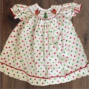 Southern Sunshine Kids Reindeer Christmas Tree Polka Dot Dress